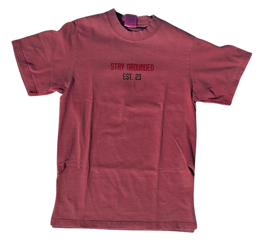 "STAY GROUNDED" Oversized Clay Red Tee